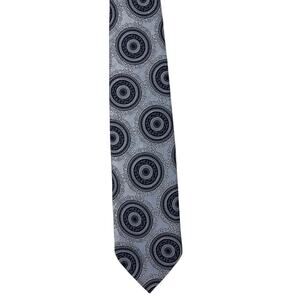 Vintage 70s Blue Circle Geometric Wide Polyester Tie British Made